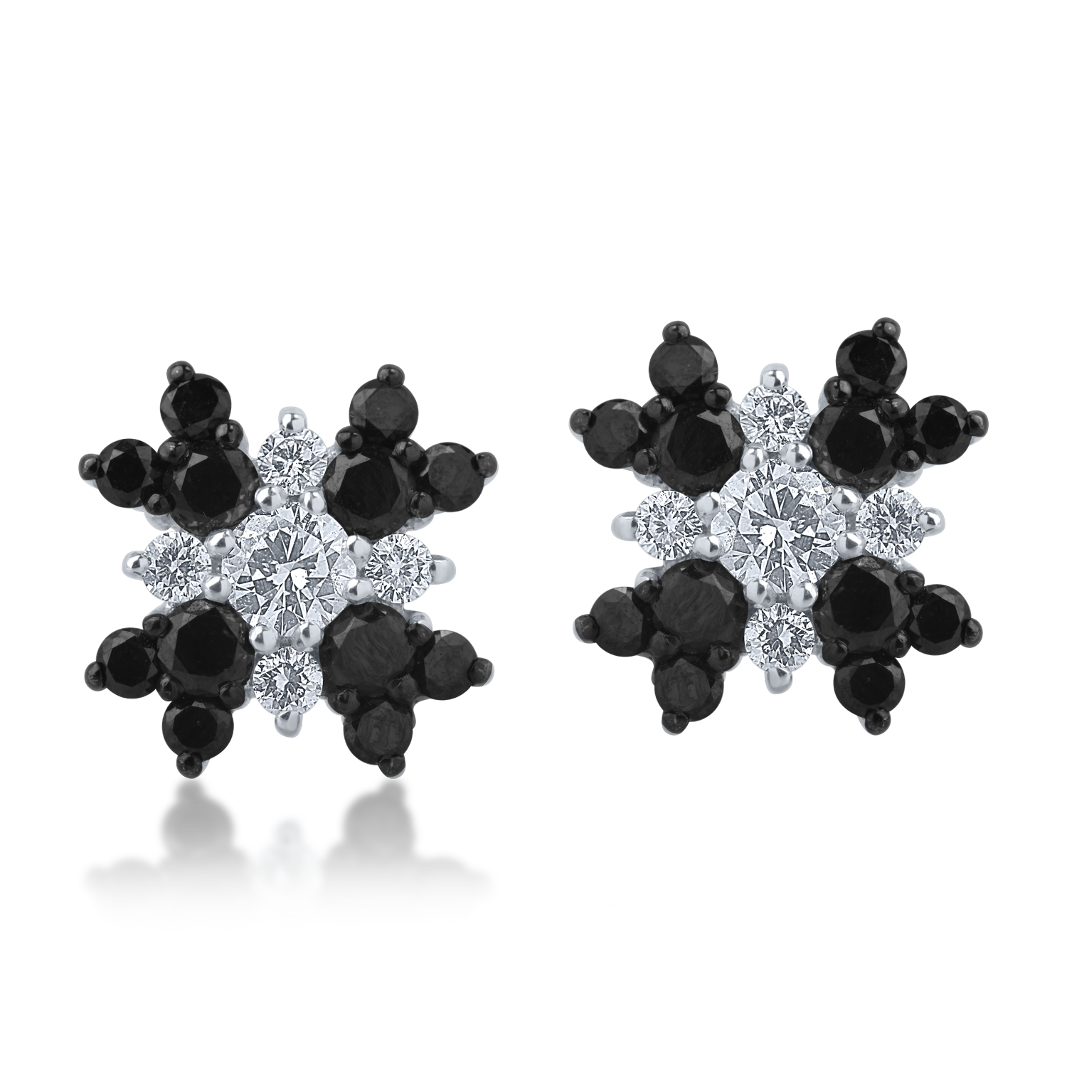Cercei din aur alb cu diamante transparente de 0.55ct si diamante negre de 1.12ct image1